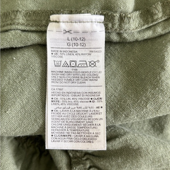 Old Navy Girls Size Large Dress Linen Blend Tiered Midi Tank Dress‎ Olive Green - Picture 9 of 11